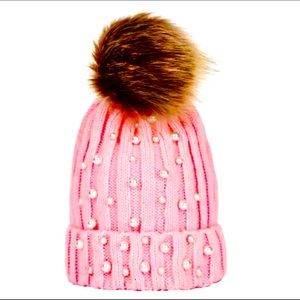 Baby toddler girl pearl beanie hat pink 12 month